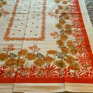 Vintage Floral Tablecloth with Orange and Yellow Accents